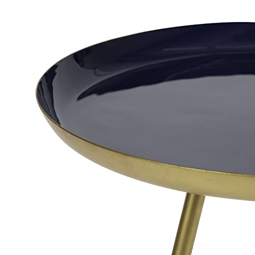 Kate And Laurel Laranya Modern Side Table, 15 X 15 X 22.5, Navy Blue And Gold, Chic Minimalist End Table With Hand-Applied Enamel Tabletop #TOP5