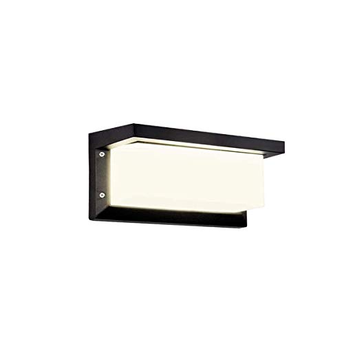Applique murale LED extérieure rectangle noire mate en métal IP65 avec éclairage blanc froid