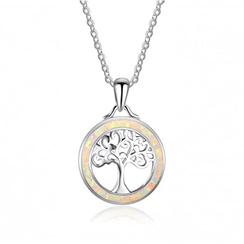 Collier Arbre de Vie avec opale de feu blanche pour votre style quotidien