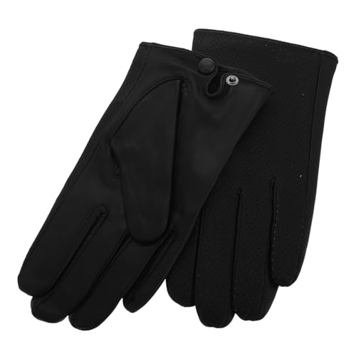DEARMAMY 2 Piezas Guantes de Cuero Genuino Accesorios para automóviles Guantes engrosados Rodilleras de Aumento Interruptor LED Guantes para Correr Guantes Calientes para Hombres Tela Black