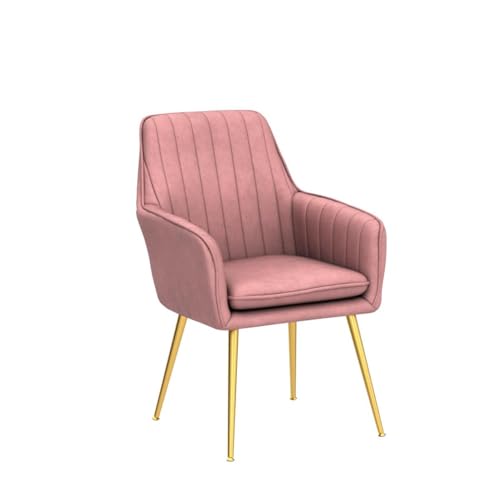 Image of Pair of 2 Stylish, Modern, Elegant & Comfortable Velvet Arms Chairs for Dinning Living Hotel Cafe (2 Chairs) (Pink)