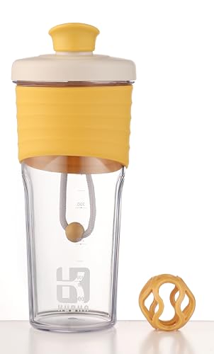 Kubha 2nd Generation Shaker Bottle for Protein with Mixing Ball - Perfect for Workouts and Outdoor Use, 24-Ounces Whey Protein Shaker wtih Clear Measurement (Orang)