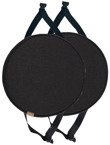 Cojines redondos de 30cm negros con lazos para taburetes pack de 2 2