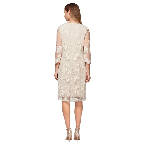 Image of Alex Evenings Womens Midi Scoop Neck Shift Dress with Jacket (Petite and Regular)