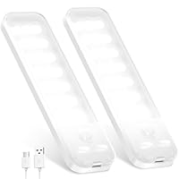 OUILA Under Cabinet Kitchen Lights, 21 LED [2 Pack] Cold White Motion Sensor Lights Indoor, 1000mAh USB-C Rechargeable LED Lights for Cupboard, Kitchen