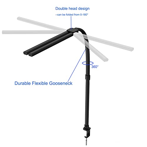Mostorlit Double Head Led Desk Lamp, Eye Care 5 Color Modes And Dimmable Architect Tall Table Lamps With Clamp, 24W Super Bright Workbench Office Lighting For Monitor Studio Reading #TOP2