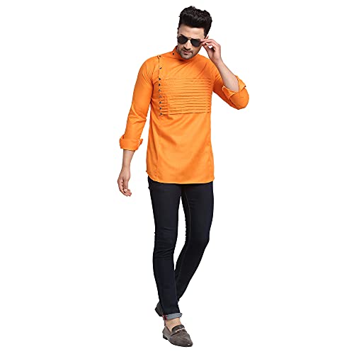 Image of SAIFOO Men's Rich Cotton Blind Short Kurta