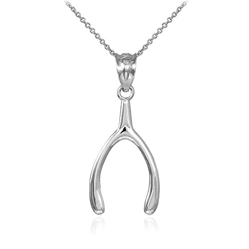 Good Luck Charms High Polish 925 Sterling Silver Wishbone Pendant Necklace