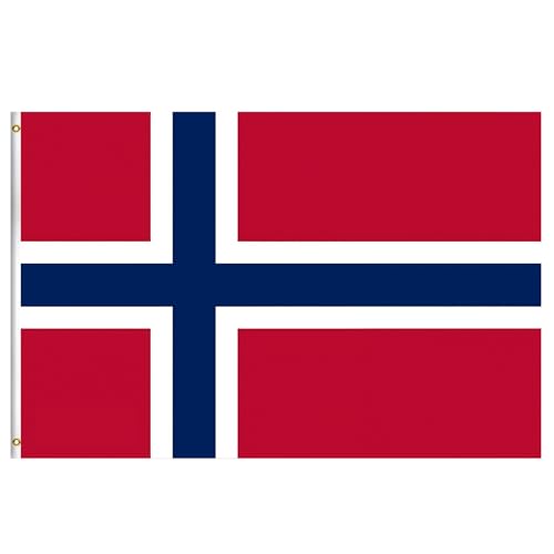 Norway Flag 5 x 3 ft Large National Flag with Eyelets for Indoor Outdoor Display Football Party Decorations Garden Wall and Event Decor