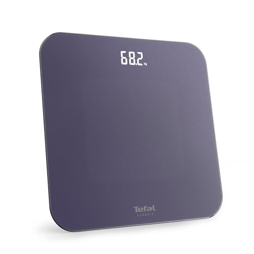 Tefal Classic 2.0, Pèse-personne, Grand écran invisible, Haute capacité 180kg, Design ultra plat, Violet, PP1904V0