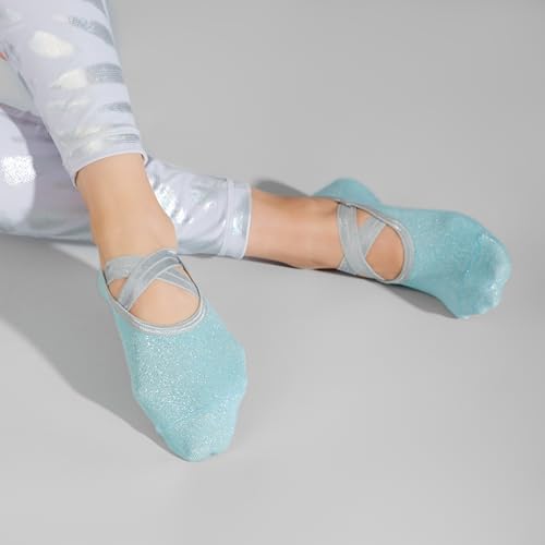Image of Mint & Oak Pilates Socks with Grips for Women, Ankle Length Non-Slip Yoga Socks, Cotton Ideal For Yoga, Pilates, Gym, Workout, Cute Women's Gift