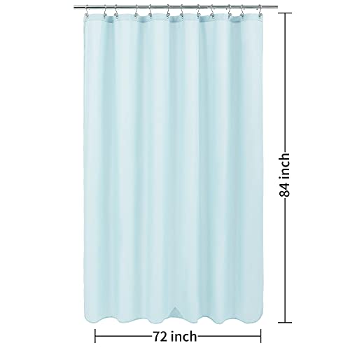 Image of ALYVIA SPRING Extra Long Waterproof Fabric Shower Curtain Liner Blue, 72x84 | 3 Magnets, Soft Cloth & Hotel Quality, Machine Washable, Light-Weight, Extra Long Size