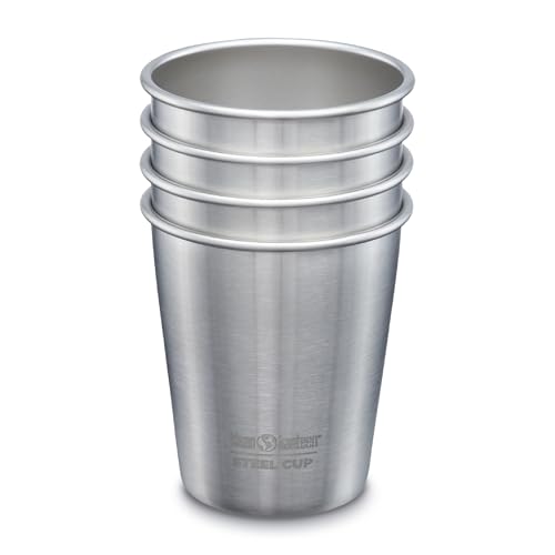 Image of Klean Kanteen Single Wall Stainless Steel Cups, Brushed Stainless, Pint Glasses in 10oz, 4 pack