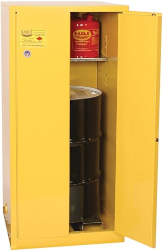 Eagle American Made 55 Gallon F﻿lammable Liquid Storage Cabinet, Manual-Close Slimline Fireproof Cabinet for Schools, Garages, Manufacturing Facilities, 34" x 34" x 65", 1926X