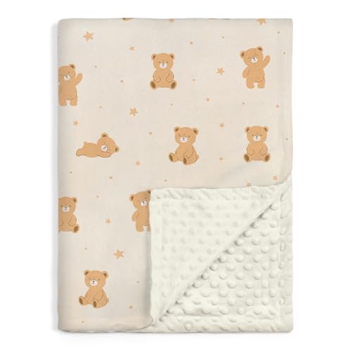 Image of SANDJEST Bear Minky Blanket 30 x 40 Inches, Gift for Christmas Birthday