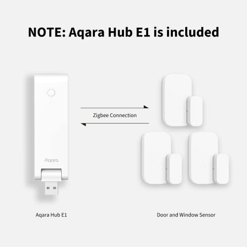 Aqara-3-Door-and-Window-Sensor-Hub-E1-Kit-Zigbee-Wireless-Mini-Contact-Sensor-for-Alarm-System-and-Smart-Home-Automation-Compatible-with-Apple-HomeKit-Alexa-Works-with-IFTTT
