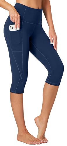 Image of Heathyoga Capri Leggings for Women High Waisted Capri Leggings with Pockets for Women Tummy Control Yoga Pants Women