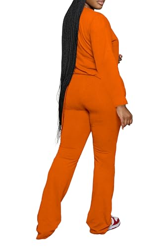 PINSV Womens 2 Piece Outfits Casual Sets Long Sleeve Top and Flare Pants Lounge Sets Tracksuit2
