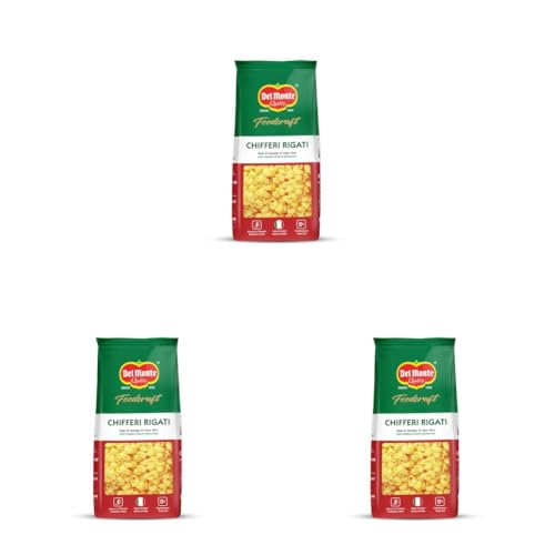Image of Del Monte Foodcraft Chifferi /Elbow Pasta 1Kg | 100% Durum Wheat /Semolina /Sooji Healthy Pasta | No Maida | Authentic Italian Taste | High Protein & Fibre | Pure Vegetarian, 0% Trans Fat (Pack of 3)
