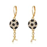 Sports Dangle Earrings for Women - Rhinestone-Encrusted Ball & Athlete Charms, Football/Basketball/Volleyball/Soccer/Baseball Jewelry (SoccerG)