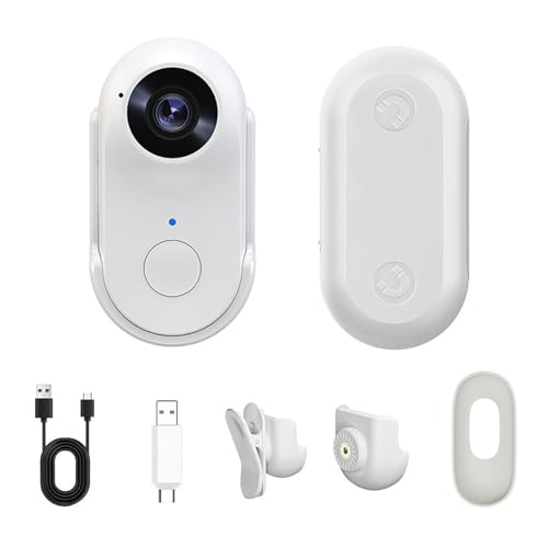 Keenso 1080p Mini Body Camera, Wearable Action Body Cam App Som Ansluter Till Magnetmontering Skyddsskydd för Arbete, Skydd, Resor (Vit)