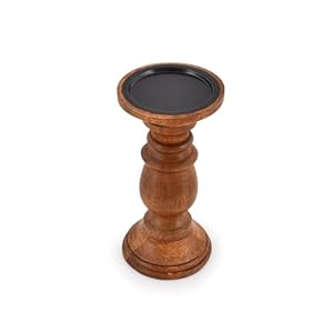 EDHAS Natural Round Turned Candle Holders for Pillar Candles Set of 3 Vintage Style Mango Wood Candle Holder for Centerpiece for Dining, Living Room EDHAS Natural Round Turned Candle Holders for Pillar Candles Set of 3 Vintage Style Mango Wood Candle Holder for Centerpiece for Dining Living Room