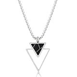 Handmade Long Stainless Steel Necklace For Men With Triangle Pendant - Silver Necklace For Men - Geometric Necklace For Men By Galis Jewelry