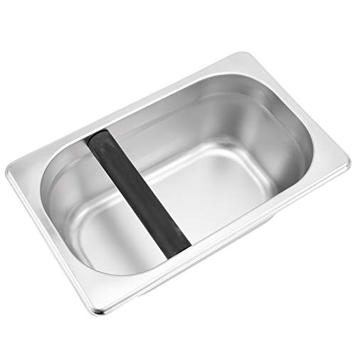 Coffee Ground Box, Stainless Steel Coffee Knock Box Slag Grind Bucket Container Coffee Machine Accessory for Bar Kitchen Hotel