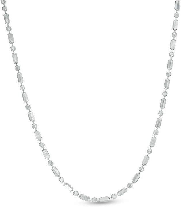 ARGENTO REALE 925 Sterling Silver Womens Diamond Cut Bar Bead Chain Necklace and Anklet, Womens Beaded necklace,Dainty Necklace and Anklet