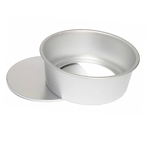 OKUMEYR 2pcs Round Removable Bottom Cake Pans Non Stick Anodized Aluminum Baking Molds for Cakes Cheesecakes and Mousse Desserts Silver Color