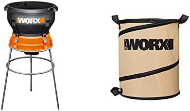 WORX WG430 13 Amp Foldable Bladeless Electric Leaf Mulcher w/Landscaping 26-Gallon Collapsible Yard Waste Bag/Leaf Bin