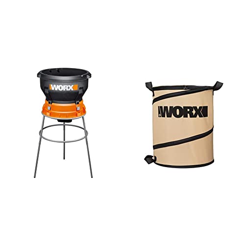Worx Wg430 13 Amp Foldable Bladeless Electric Leaf Mulcher W/Landscaping 26-Gallon Collapsible Yard Waste Bag/Leaf Bin #TOP2
