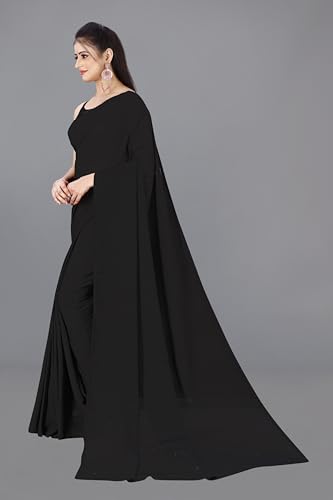 Image of ANAND SAREES Women's Solid Plain Bollywood Georgette Saree with Matching Blouse Piece | Stylish, Comfortable & Fancy Saree for Parties, Weddings, Casual Outings, Festivals