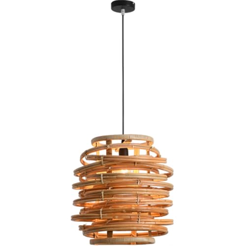Lustre en bambou tisse main grand luminaire suspendu boho pour salle a manger