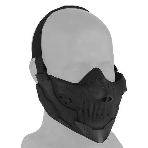 Cyberpunk Mechanical Cosplay Role-Playing Mask, Futuristic Rebel Skull Half Face Mask Tactical Airsoft Mask