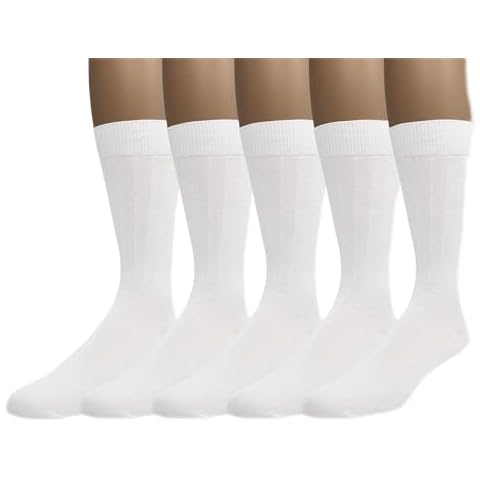 EMEM Apparel Women's Ladies Plus Size Casual Soft Ribbed Cotton Knit Classic Mid Calf Crew Dress Hosiery Socks 5-Pack White 10-13 Cover