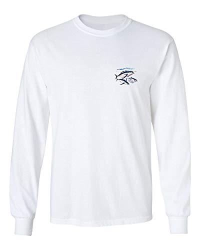 Albacore Tuna Fish Salt Water Fishing Long Sleeve T-Shirt, White, XXXL