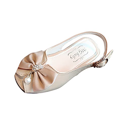 Girls' Sandals Sandals Princess Bowknot Crystal Shoes -Toe Toddler Baby Girls Children Girl's Shoes (White, 9 Toddler)