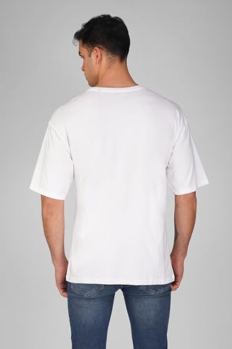 Image of crazymonk Oversized Baggy Fit Drop Shoulder Half Sleeves Round Neck Solid Pure Cotton T-Shirt for Men