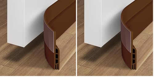 Image of Holikme Door Draft Stopper Under Door Draft Blocker Insulator Doors Sweep Weather Stripping Noise Stopper Strong Adhesive, Brown (Pack of 2)