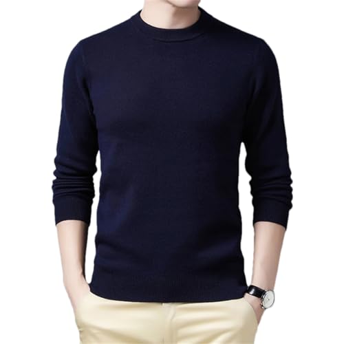 Men'S Solid Wool Knitted Top Pullover Thick Autumn and Winter O-Neck Long-Sleeved Warm Sweater
