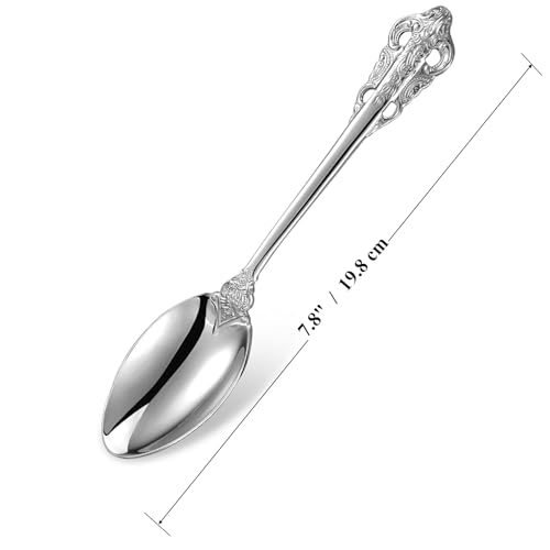 KEAWELL Luxury Dinner Spoon, Set of 4, 18/10 Stainless Steel Tablespoons, Silverware Spoon Set, Mirror Polished, 7.8 Inches (Silver)