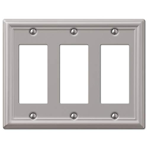 Image of Amerelle 149RRRBN Triple Rocker-GFCI Wallplate, Brushed Nickel