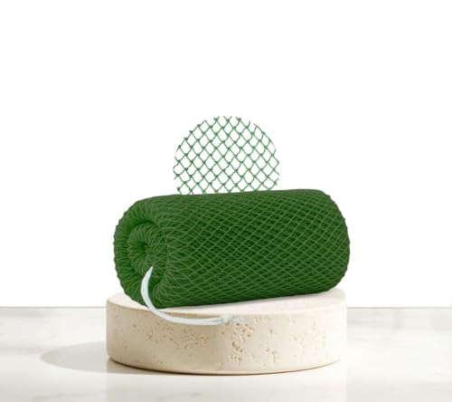 Oguel Beauty African Net Sponge, 45-Inch Double Knotted Black Exfoliating Loofah Scrubber for Body and Back, Traditional Nigerian Bath Accessory for Daily Use (Green)