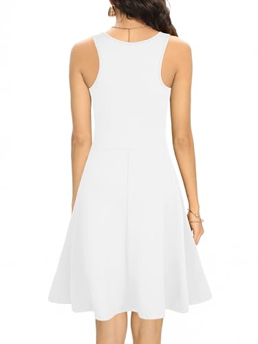 Image of Missufe Women's Sleeveless Racerback Flared Casual Plain Tank Dress