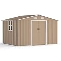 Kullavik 10FT x 8FT Outdoor Storage Shed with Window and Lockable Doors,Waterproof Metal Garden Tool Shed,Galvanized Steel shed for Backyard,Garden,Patio