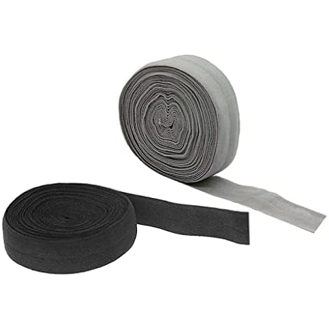 2x 10m elastisches Einfassband Falzgummi 20mm Elastisch Schrägband Schwarz und Grau Cover