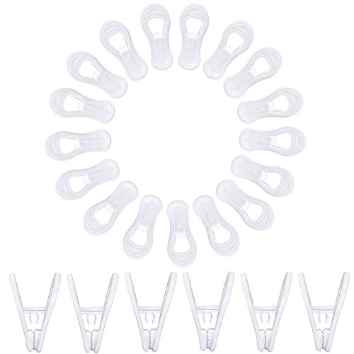 TOFIIGREM White Hanger Clips 60 Pack, Multi-Purpose Plastic Hangers Clips Perfect for Plastic Velvet Hangers, Clothes Pins Finger Clip for Skirt Pants - Thumbnail 7