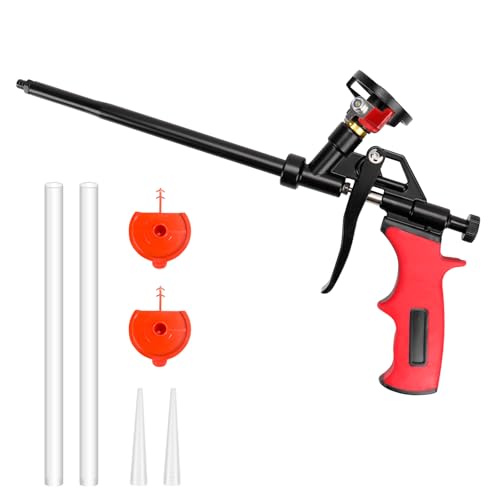 LYCXAMES Pistolets à Mousse Polyuréthane avec Valve - Pas besoin de Nettoyant - Pistolet Doseur en Métal avec Poignée Ergonomique en Plastique - Pour...