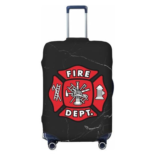 Firefighter Maltese Cross Travel Luggage Cover Suitable for 18-32 in Suitcase Protective Cover, Large, Black2